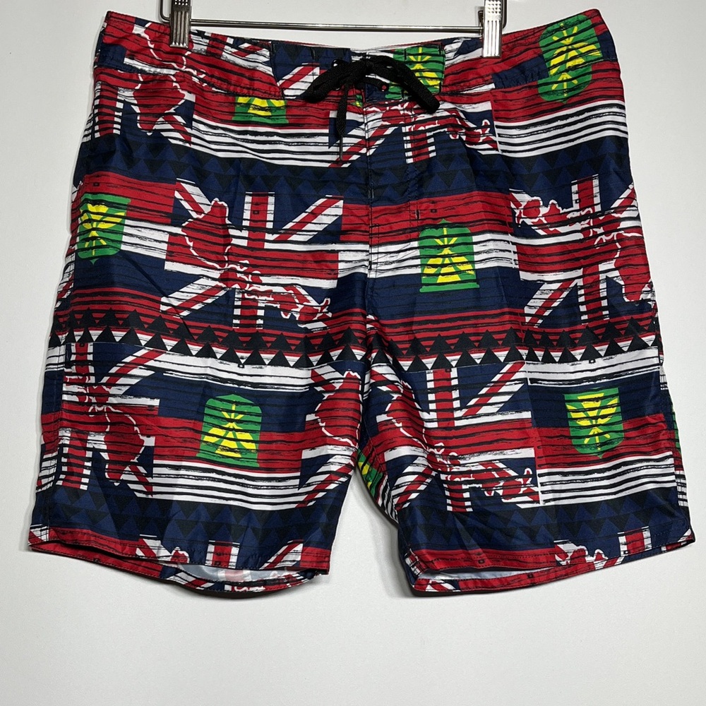 Vibrant Flag Pattern Men's Swim Board Shorts